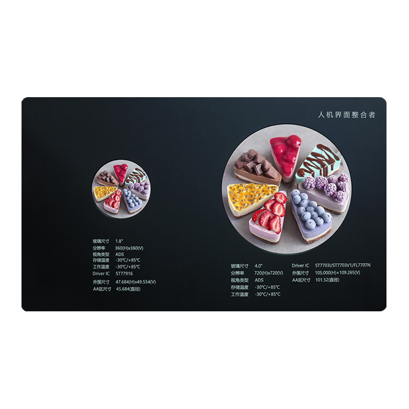 Pantallas LCD circulares TFT de 1,8" y 4,0" 5