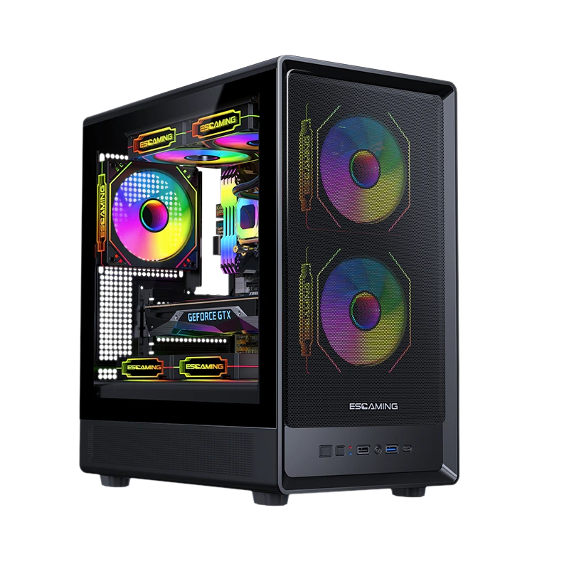 Tempered Glass Mid-Tower Micro-ATX Gaming PC Case ROKE 02 MESH 1