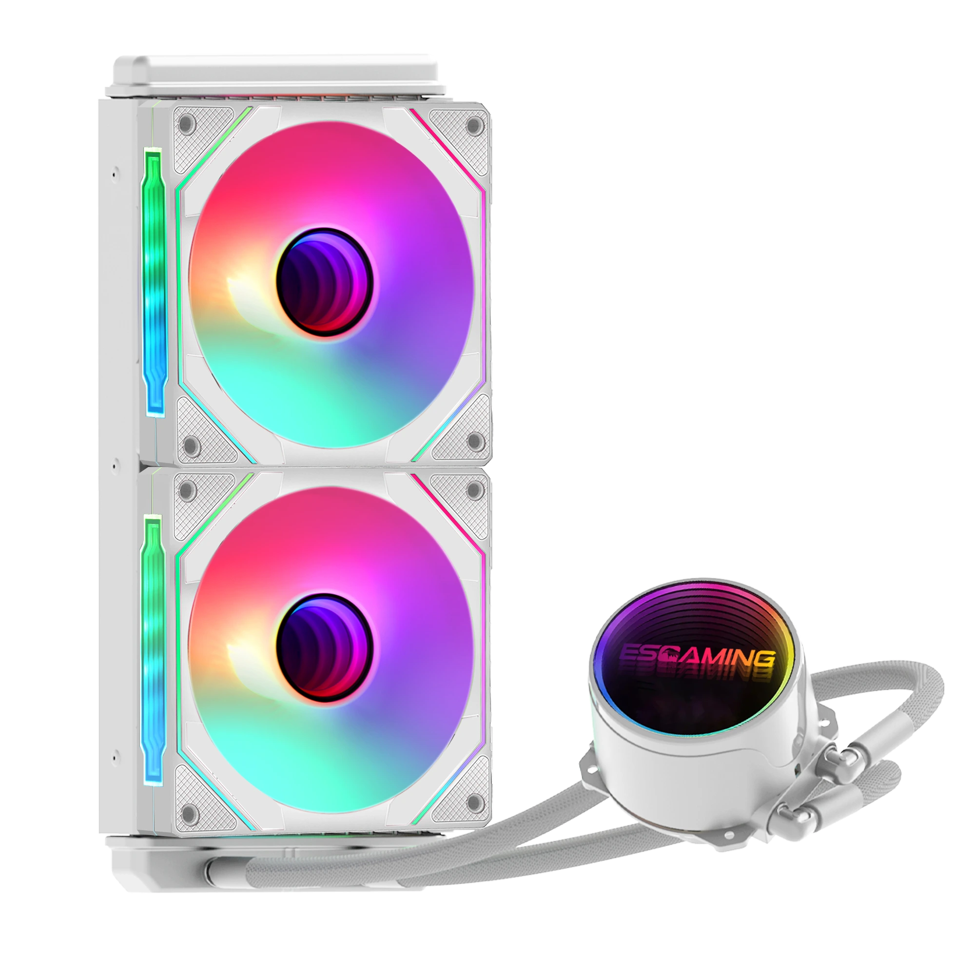 FACTORY DIRECT SALES INFINITE MIRRORS COMPUTER CASE LIQUID COOLER PC PRISM 240 WHITE 1
