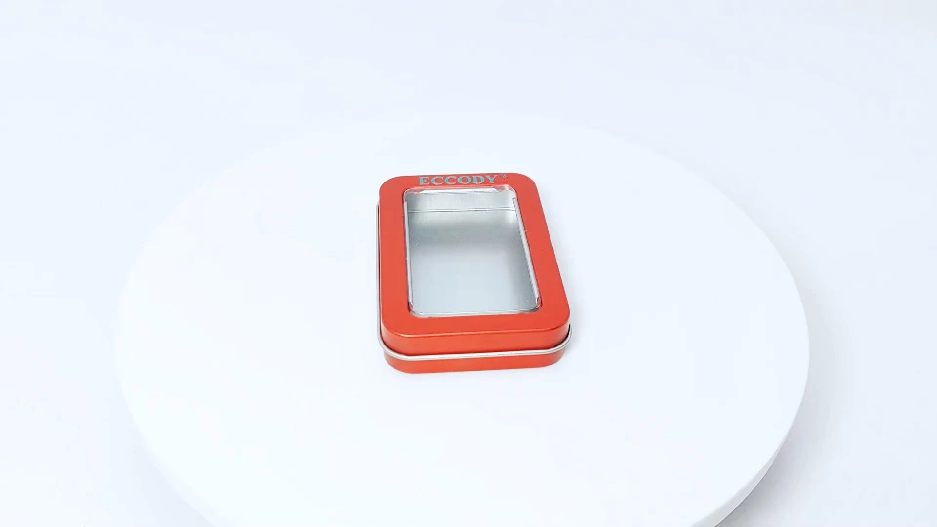 Red tin candy box with transparent window 88g 1