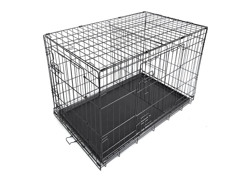 Vente chaude cages résistantes de chien de cage de chien de grillage d'acier noir avec le plateau 6