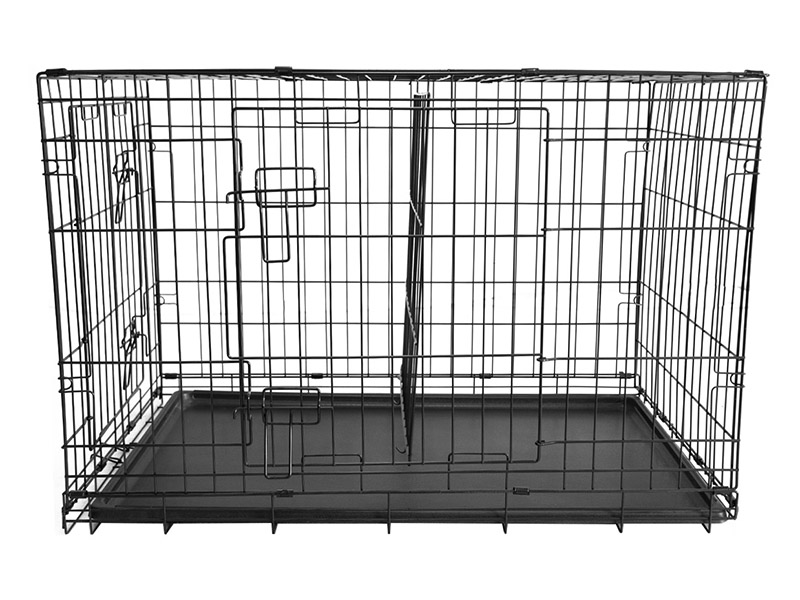 Vente chaude cages résistantes de chien de cage de chien de grillage d'acier noir avec le plateau 4