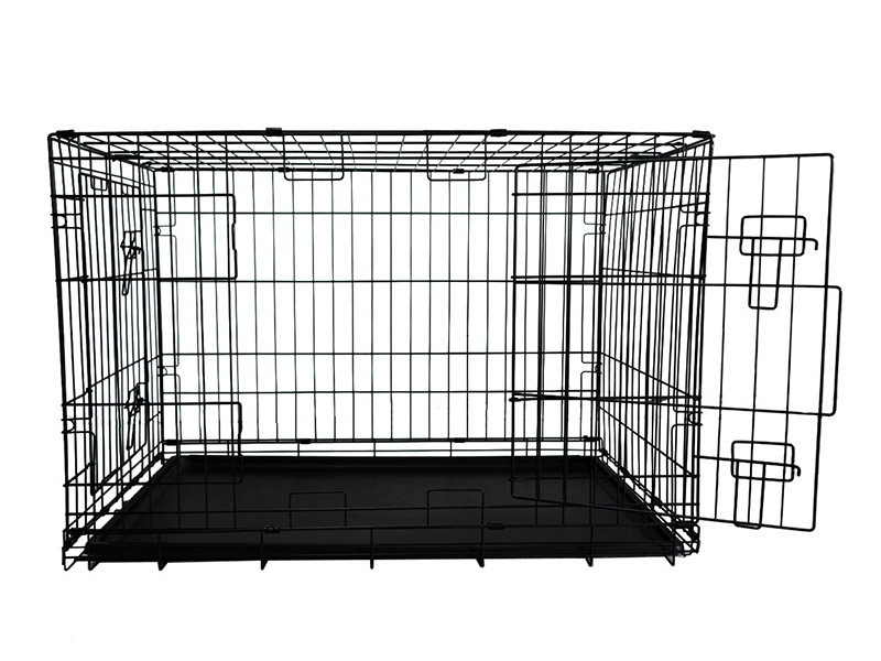 Vente chaude cages résistantes de chien de cage de chien de grillage d'acier noir avec le plateau 3