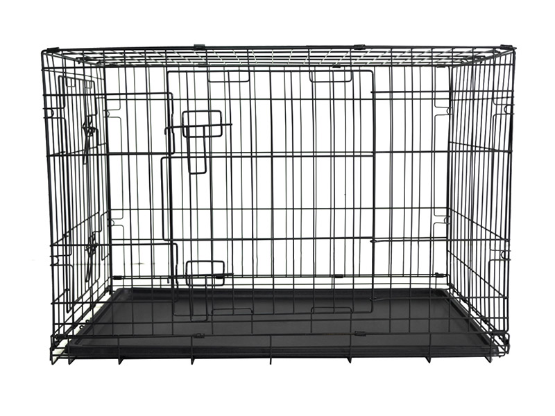 Vente chaude cages résistantes de chien de cage de chien de grillage d'acier noir avec le plateau 2