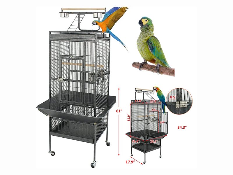Grande volière en fer métallique en acier noir pour perruches canaries et perroquets de compagnie 1