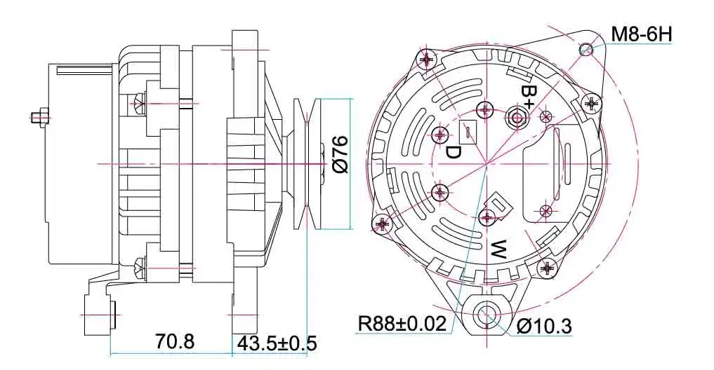 12V/90A AC Auto Car Alternator for UAZ-1 7
