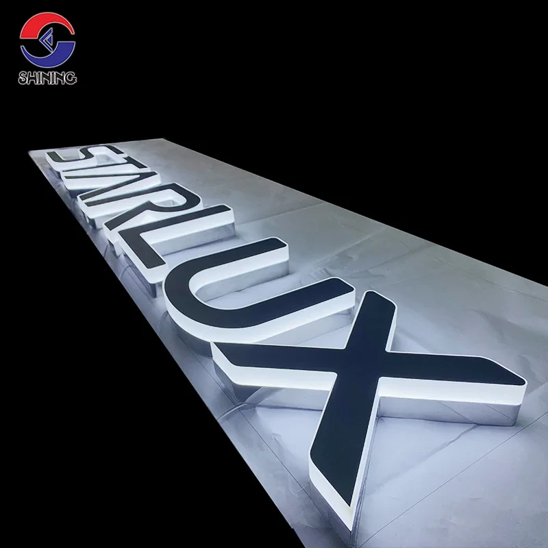 3D النقش في الهواء الطلق لافتة شعار لافتات الفولاذ المقاوم للصدأ الاكريليك تسجيل 3D الخلفية ضوء تسجيل رسائل Led 1