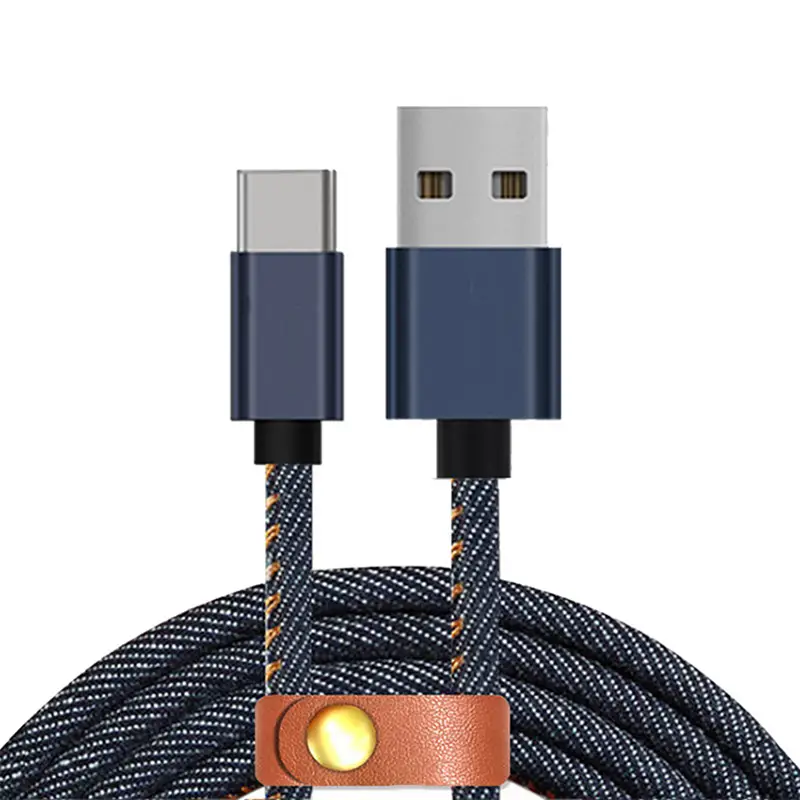 denim usb data cable Type C charger 1M 2.4A 1