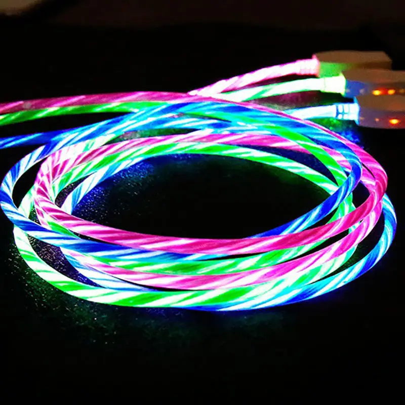 New Arrival Flowing Visible LED Light-Up USB Data Sync Charger Cable for iPhone SXD151 2