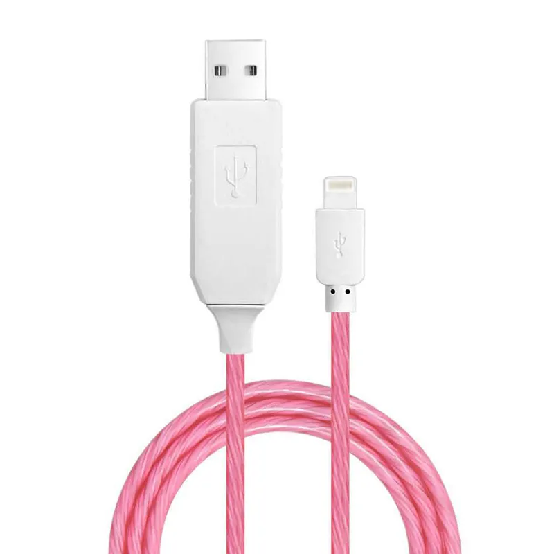 New Arrival Flowing Visible LED Light-Up USB Data Sync Charger Cable for iPhone SXD151 5