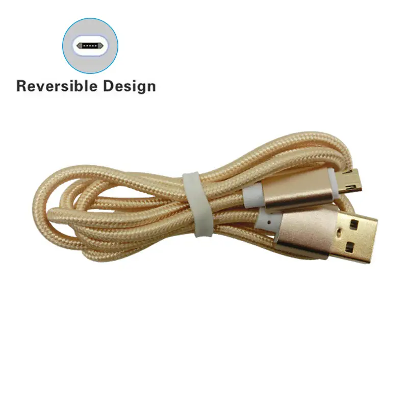 Double side micro V8 nylon braided data charging usb cable for mobile phone SXD130 1