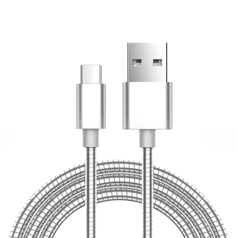 Stainless steel Metal spring fast charging usb cable SXD002 1