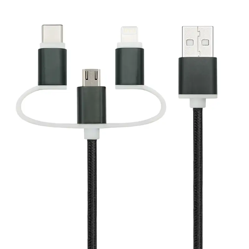 Hot popular 3 in 1 nylon braided cable charging sync data micro usb cable SXD132 1