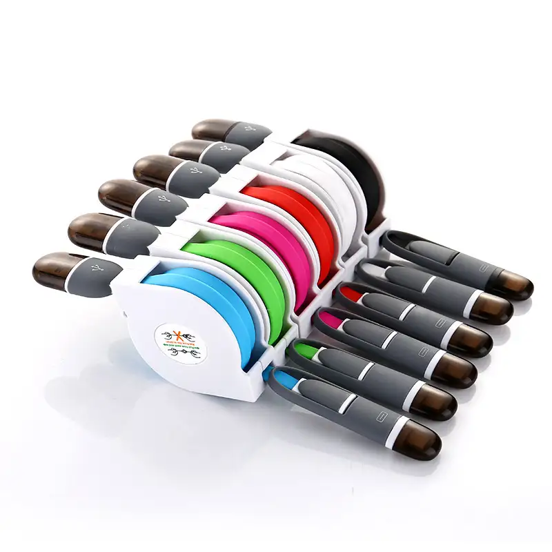 Wholesale Retractable Usb Cable 2 in1 Micro Usb Charging cable for Iphone And Android SXD146 1