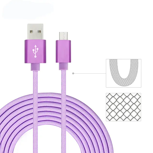 5V 3A  fishnet braided micro to usb 2.0 cable 1