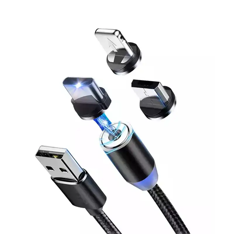 New arrival led 3 in 1 magnetic round charging sync data usb cable 1