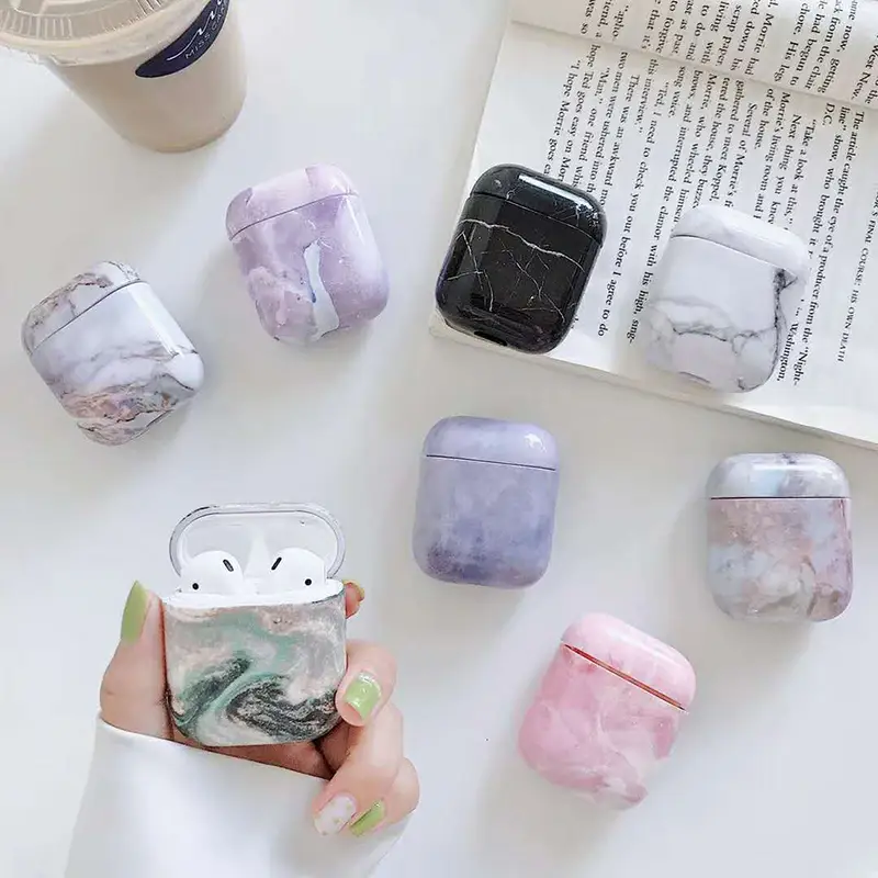 2019 hot sale Apple marble pattern PC airpods cover case for airpods 1&2 1