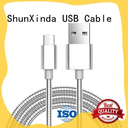Stainless steel Metal spring fast charging usb cable SXD002 1