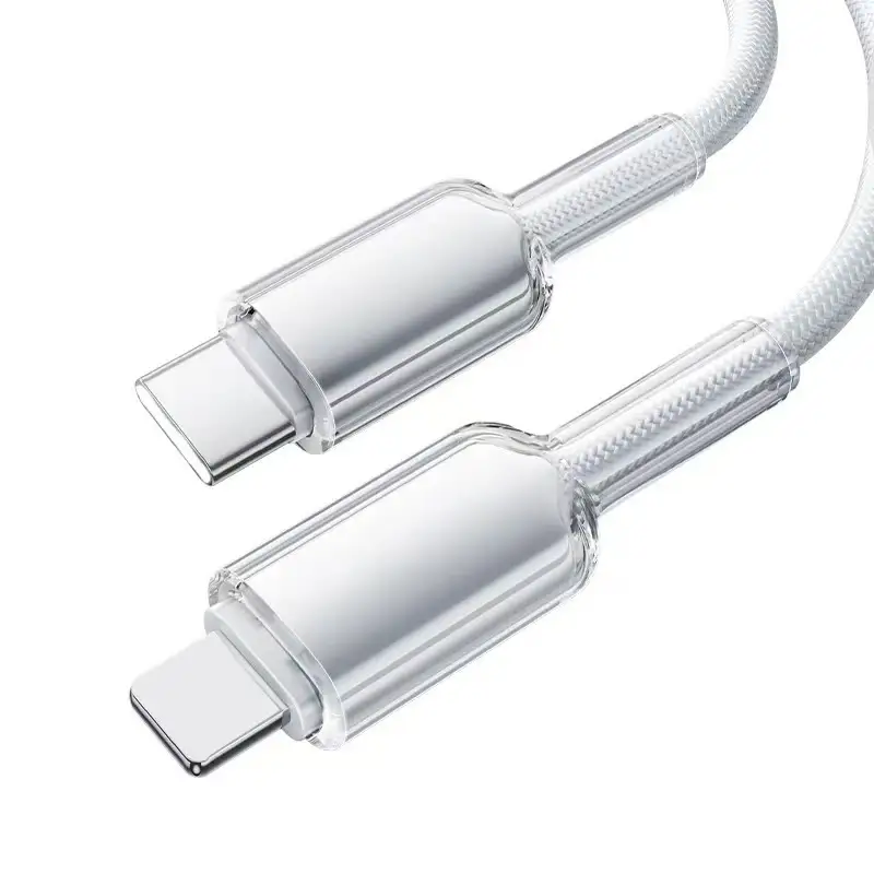 SXD Ice Crystal Fast Charging Data Cable for Apple & Huawei - 60W, 1-2m, Transparent Braided 1
