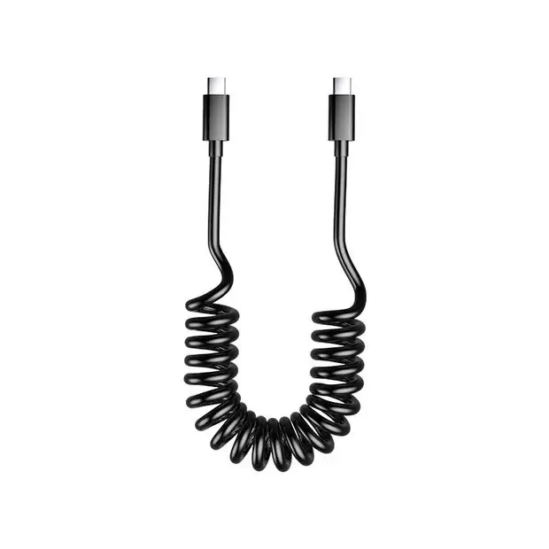 SXD Customizable Retractable Spring C-to-C USB Cable - 66W Fast Charging for Cars, Homes & Outdoors 1