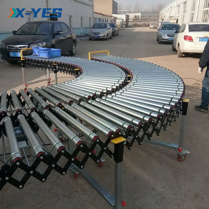 X-YES Cədvəl Çəkilə bilən diyircəkli konveyer Xərclərə qənaət etmək imkanı Powered Roller Konveyer Rolikli Konveyer 1