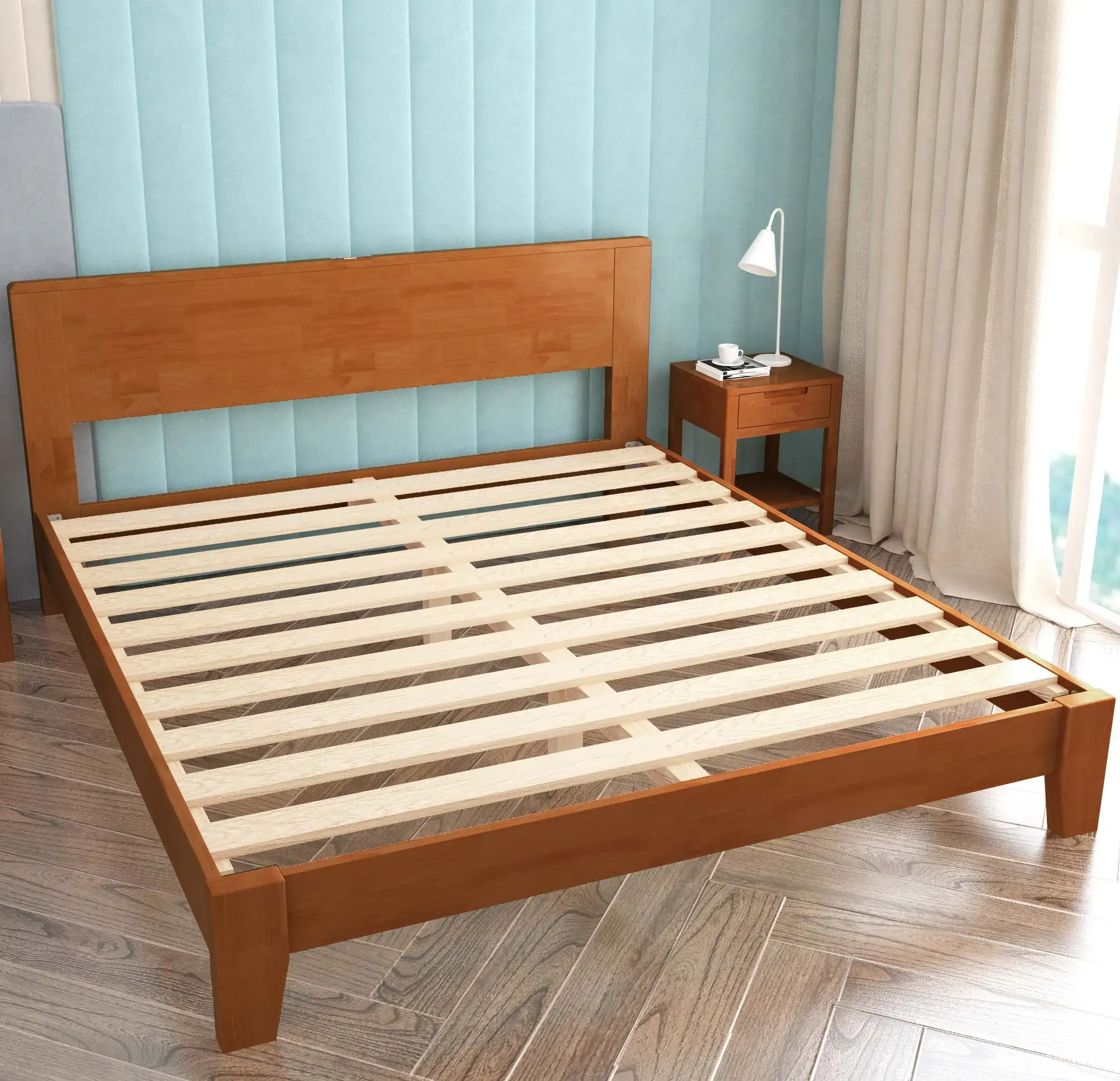 Letti multifunzionali con struttura in legno massello di gomma per mobili moderni per camera da letto per uso alberghiero 1