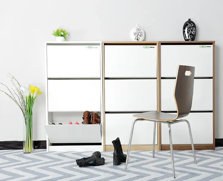 Zapatero giratorio de madera para sala de estar moderna, último para uso en armario de zapatos 1