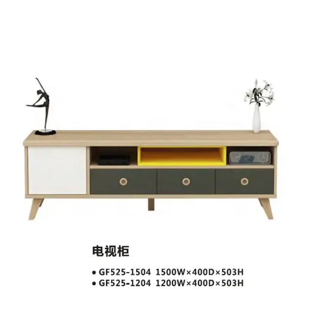 Tông màu ấm áp hiện đại Phòng ăn đầy màu sắc Kệ tivi bằng gỗ 1