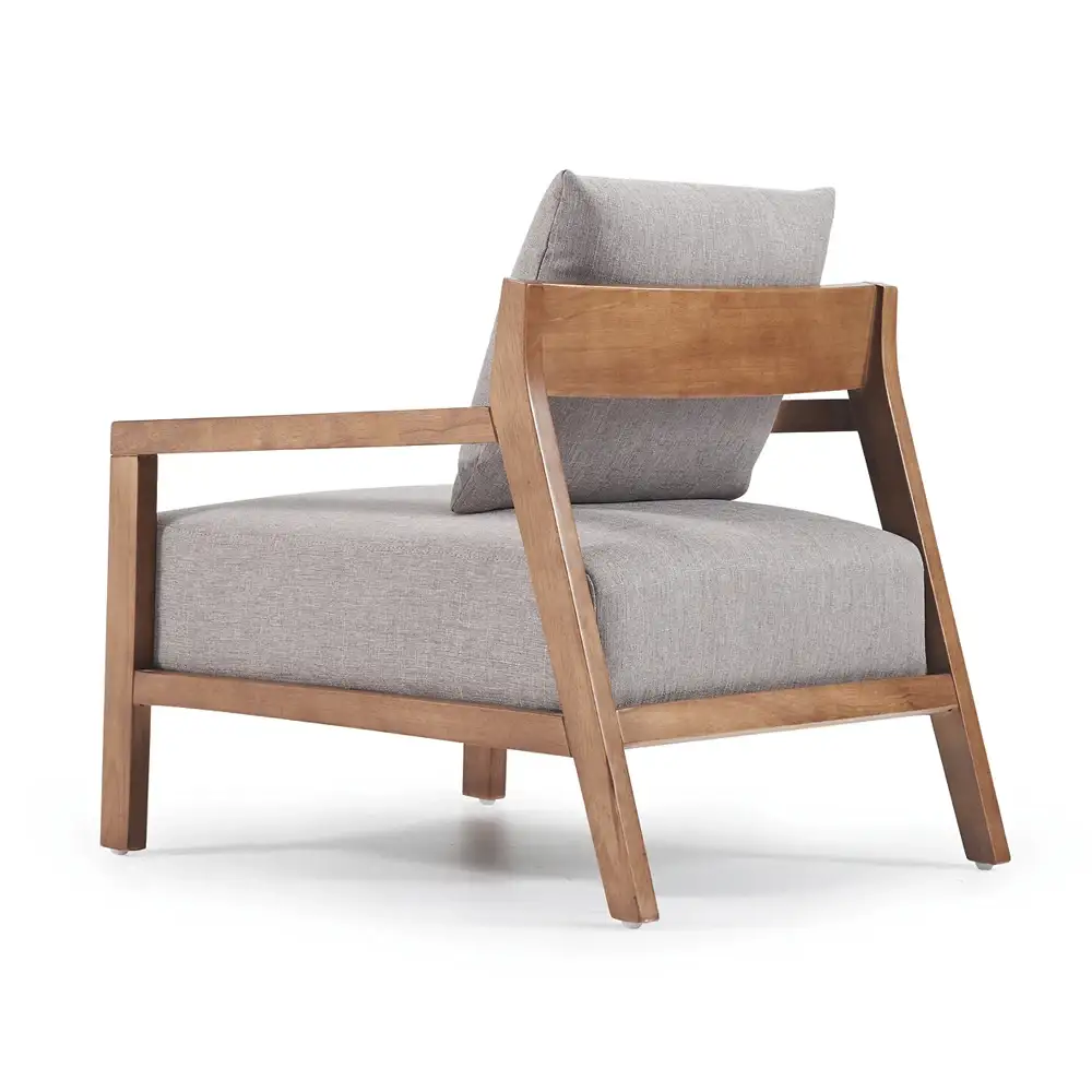 Sofá moderno y sencillo para oficina de recepción,Sofá de madera maciza de moda nórdica,Silla individual de tela para ocio en el hogar 1