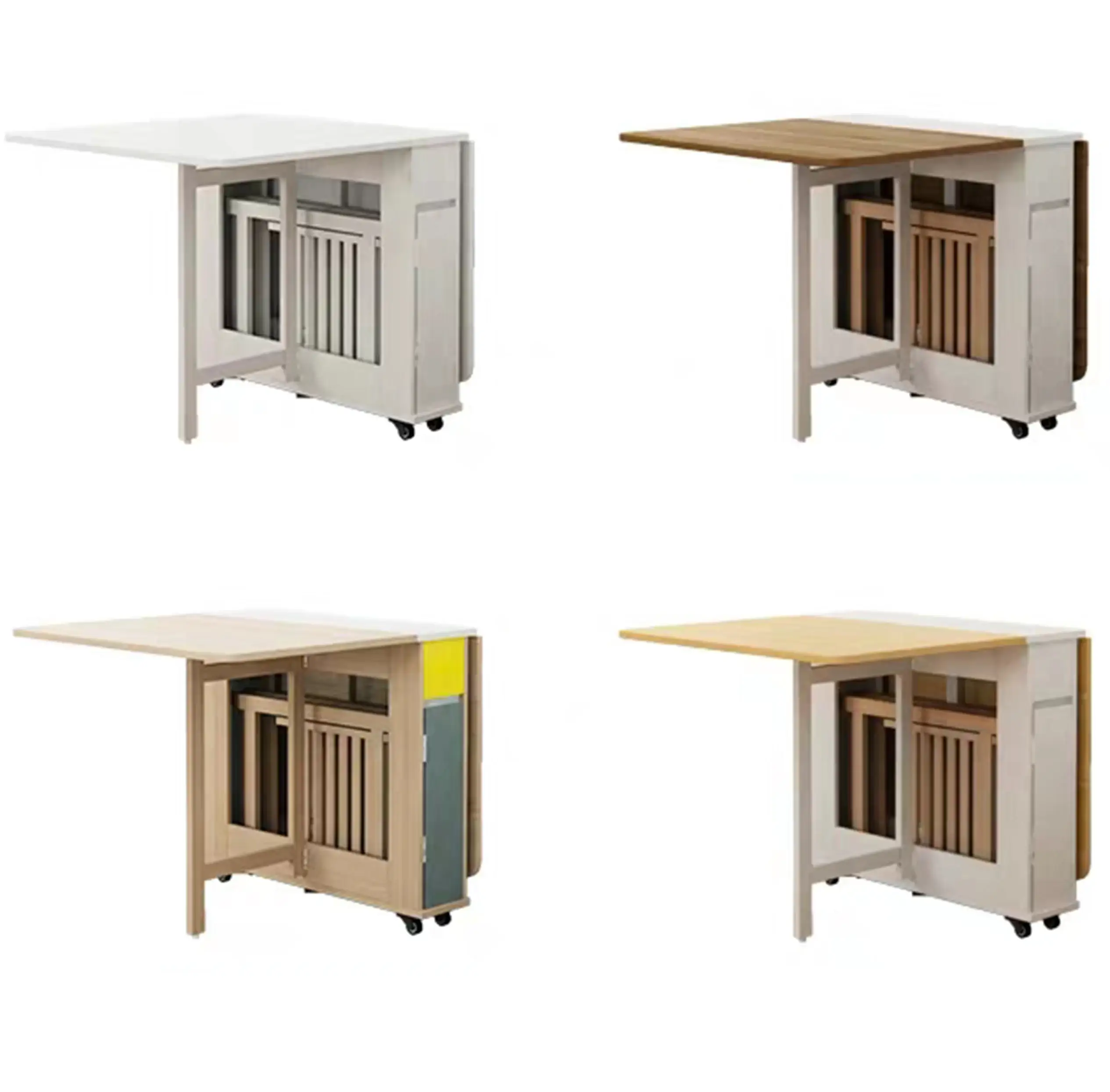Hot Sale multifunctionele houten opvouwbare eettafel in wit 1