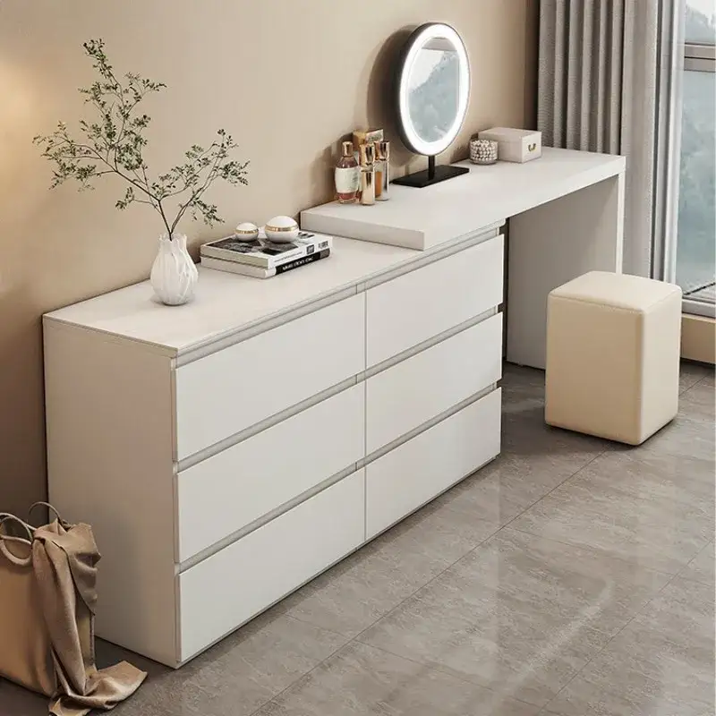 Cómoda de madera blanca del cajón del almacenamiento de la sala de estar de madera del pecho del Mdf del dormitorio de madera 1