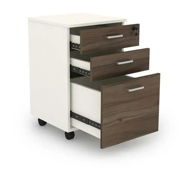 Mueble buffet Hutch Muebles de oficina de madera Escritorio con pedestal doble Pedestales de madera 1