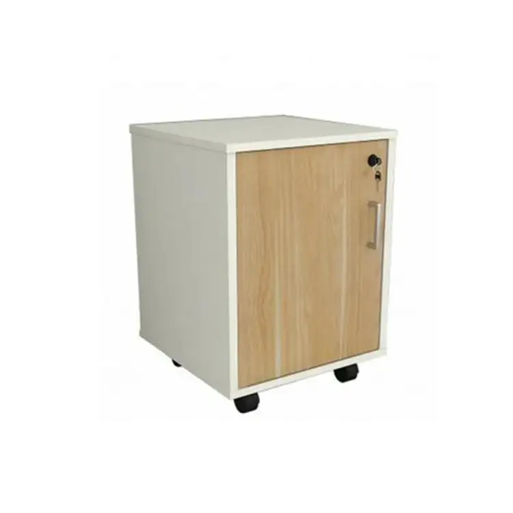 Archivador vertical de madera móvil de una puerta con ruedas 1