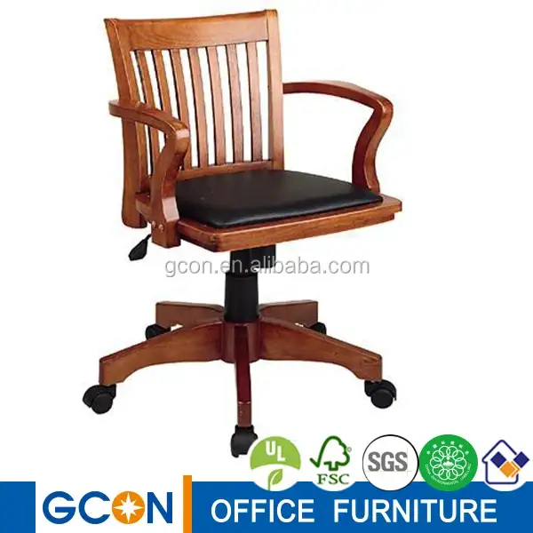 Silla de oficina ejecutiva de madera maciza Silla giratoria Base de ruedas 1