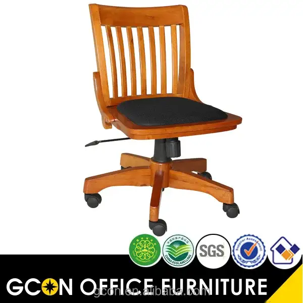 Sedie da ufficio girevoli antiche in legno senza braccioli Gcon 101fw 1