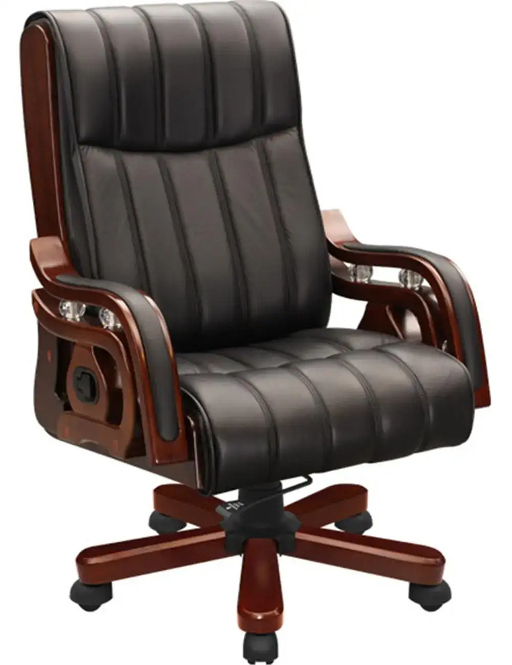 Silla de oficina de cuero negra multifuncional/muebles de oficinas de ordenador modernos/silla giratoria 1