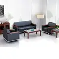 Usa Meble biurowe do poczekalni Chiny Tanie biuro Sofa 3-osobowa sofa w czarnej skórze 1