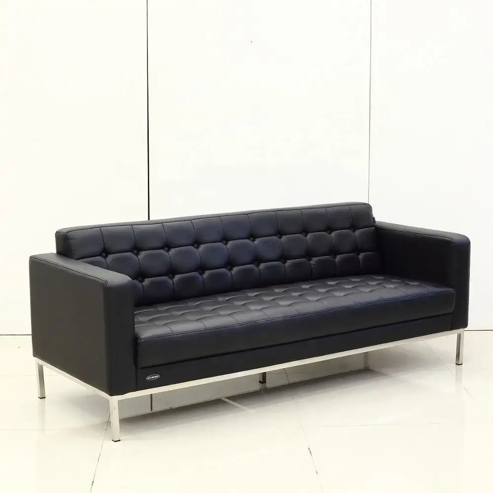 Modern Simple Design Office Sofa Set Conference Waiting Living Room Soft Black Pu Leather Sofa 1