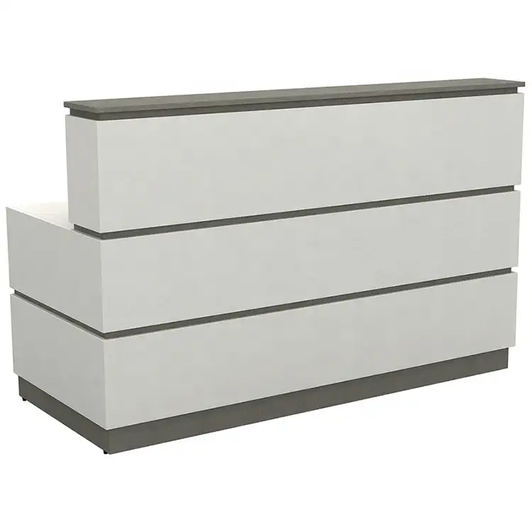 Modern White Office Front Desk Semi Open Wooden Office Reception 1