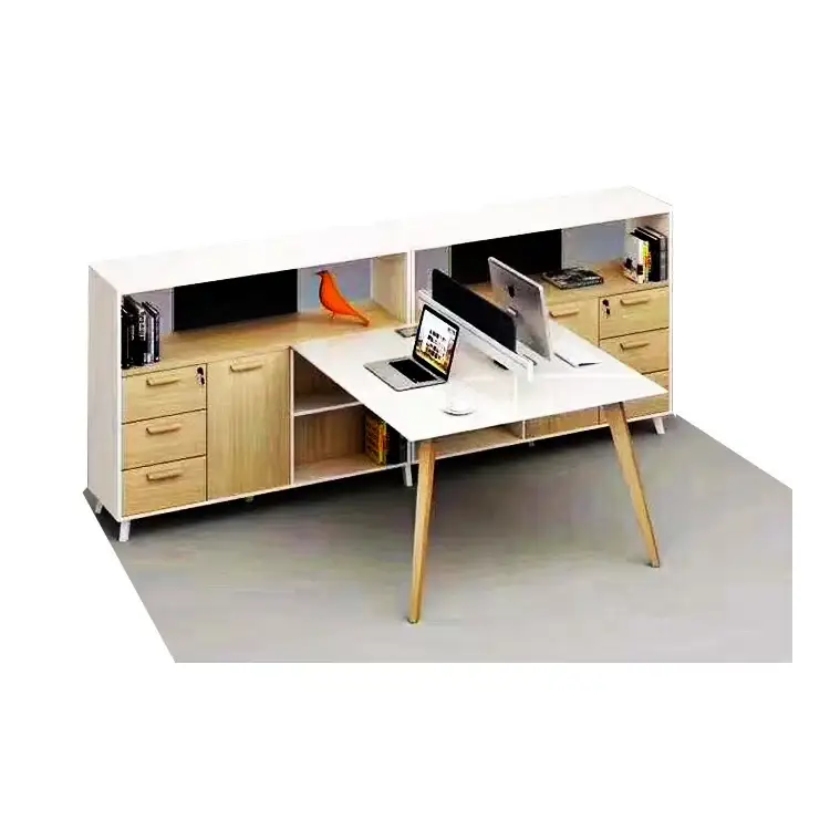 New Design Wooden Style 2 Person Office Work Station For Office Desks Use 1