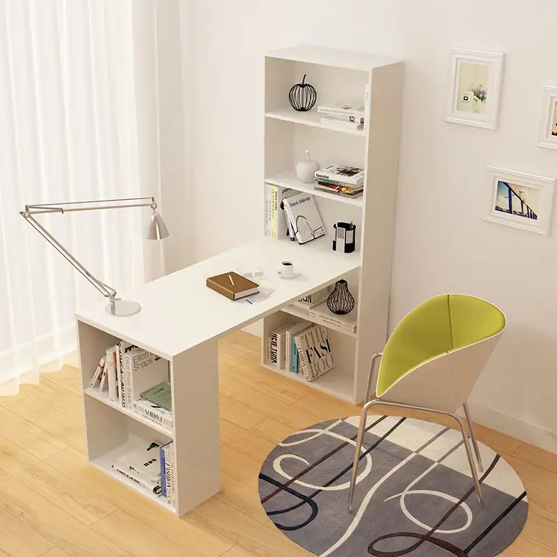 Wall Mount Wood Computer Desk Table Studying Table Desk With Bookshelf 1