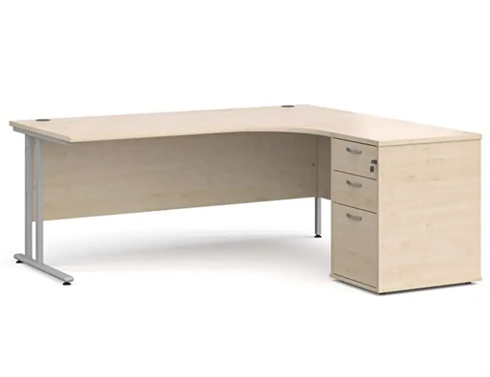 Escritorio ergonómico derecho para oficina comercial Gcon 25 con paquete de pedestal alto para escritorio 1