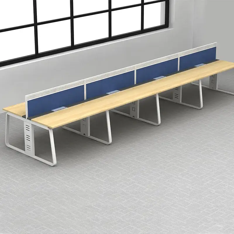 Office Furniture Woodworking Bench Table Series White Frame 8 Person Seat Office Desks 1