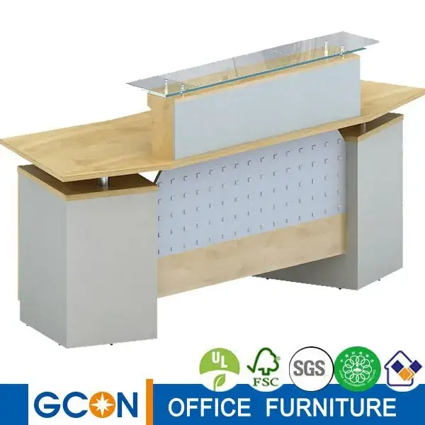 Scrivania da tavolo da banco in legno per reception in melamina dal design moderno 1