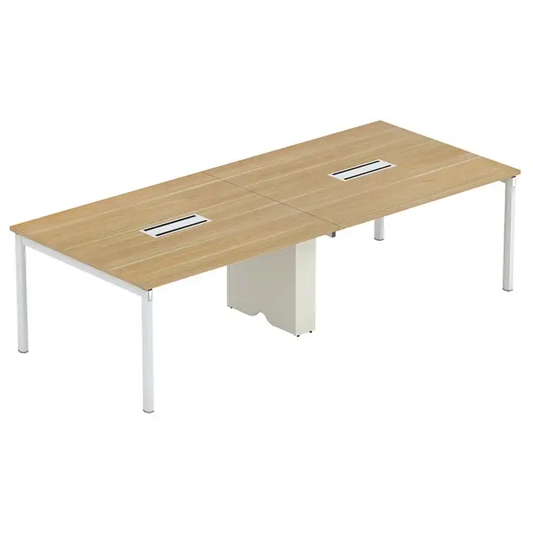Office Meeting Table Mfc Panel With Steel Legs And Wire Box 1