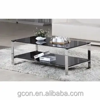 Wholesale Living Room Furniture Modern Stainless Steel Tea Glass Table Top 1