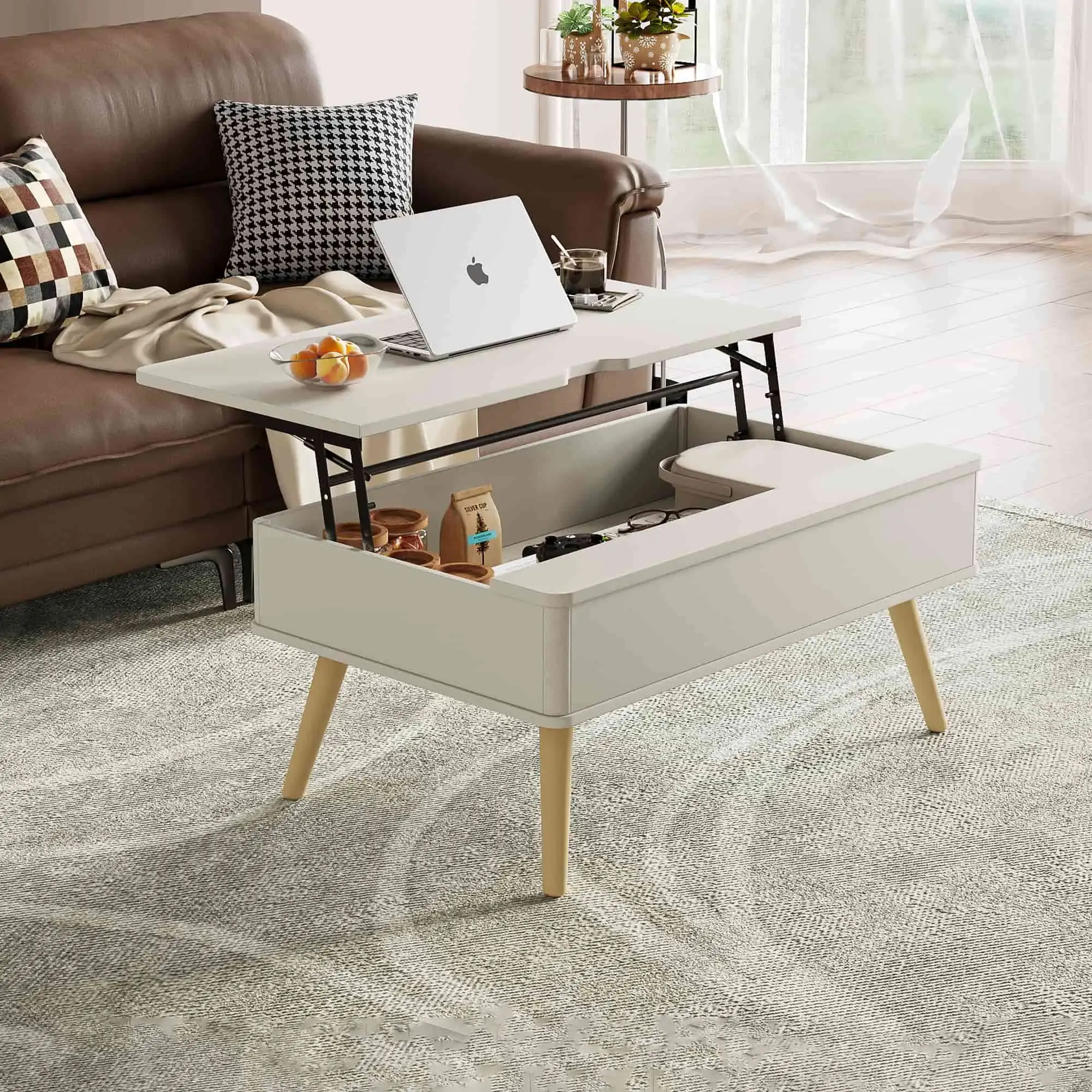 Multifunctional Design Coffee Table Wooden Furniture,Elegant Lift Top Center Table With Storage For Small Living Room 1