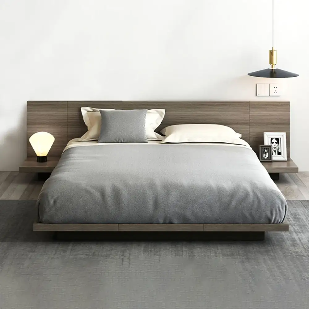 Floating Bed Frame,Black Low Platform Queen King Size Bedroom Furniture 1
