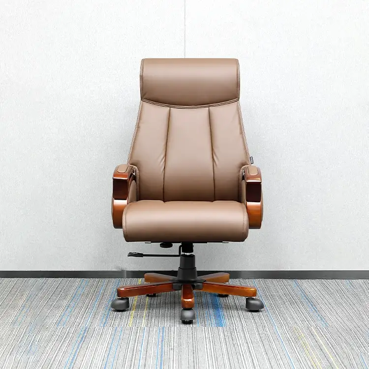 Sedia da ufficio direzionale in pelle color marrone Sedia da ufficio moderna amministratore delegato in pelle pu di lusso in pelle Cadeiras De Escritorio 1
