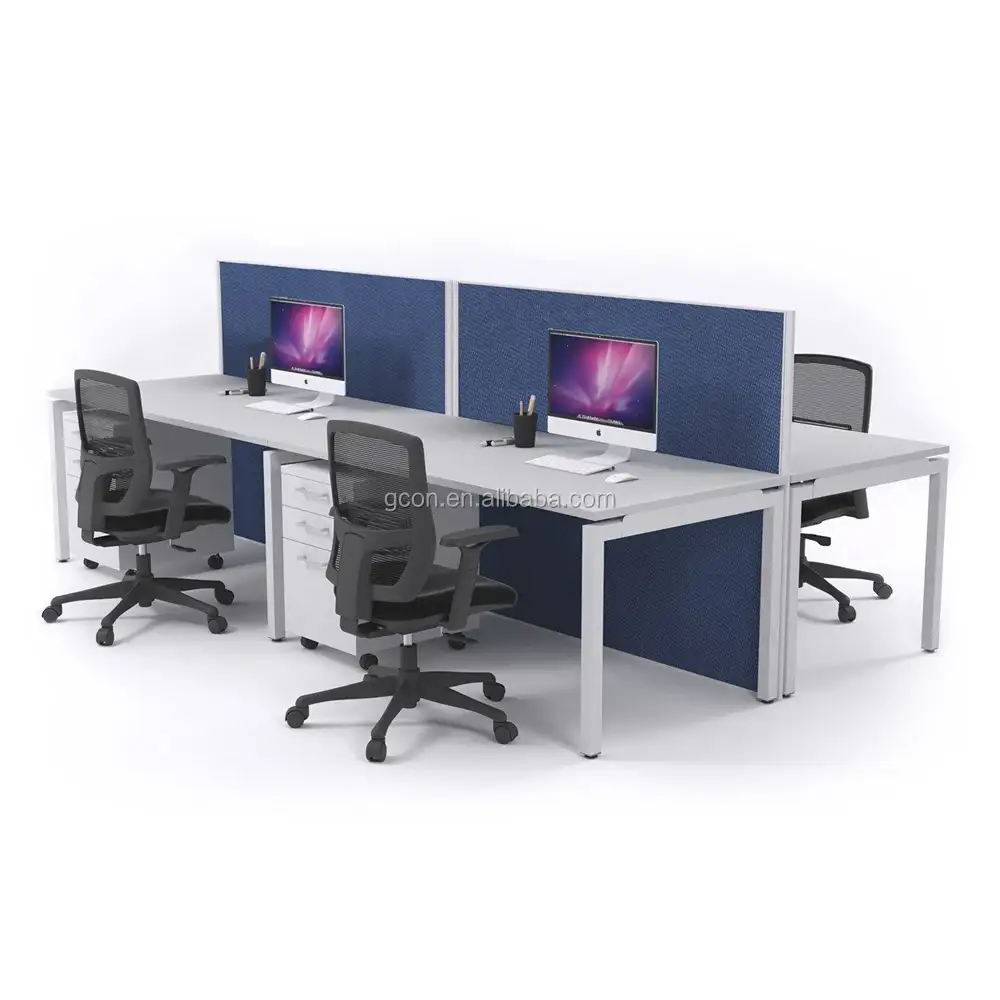 New Design Double Sided Computer Workstation High End Modern Style 4 Person Office Desk With Drawers For Home Office 1